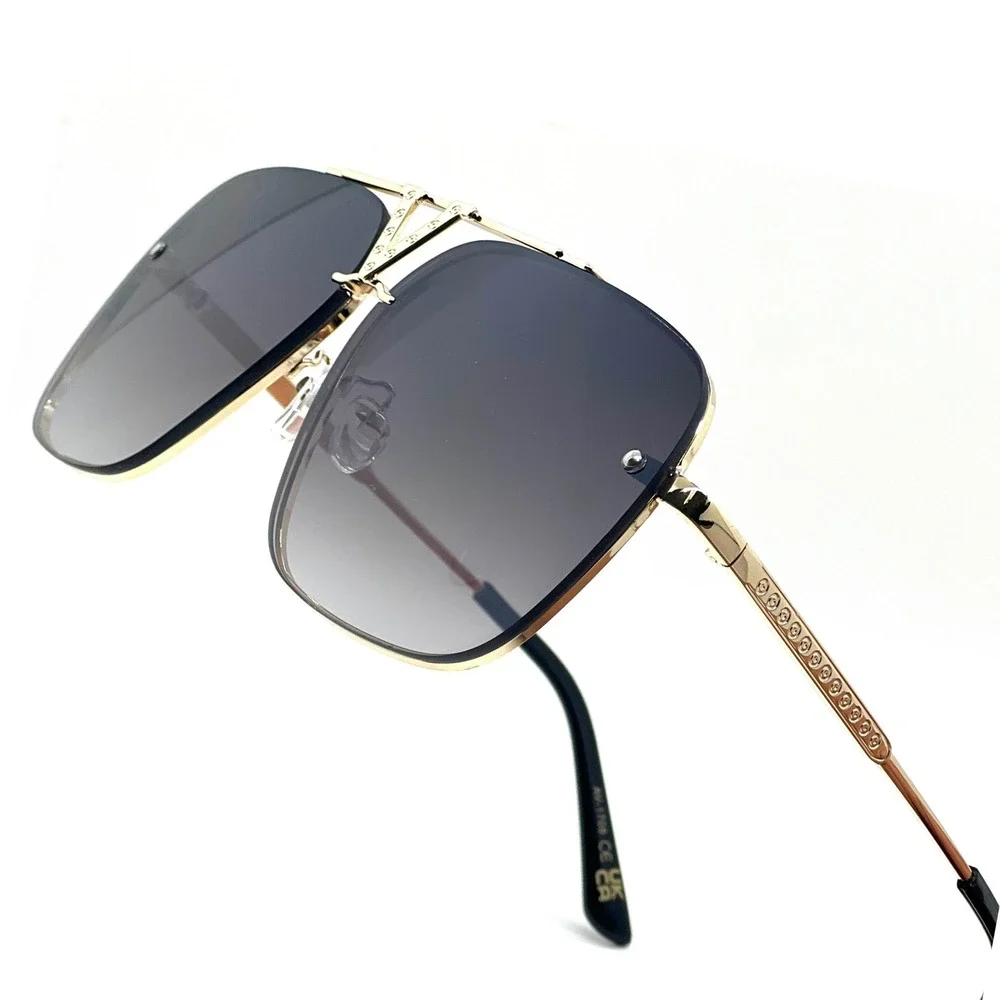 Sunglasses Men Square Gold Frame Fashion Shades Classic Street Wear Trendy Gafas